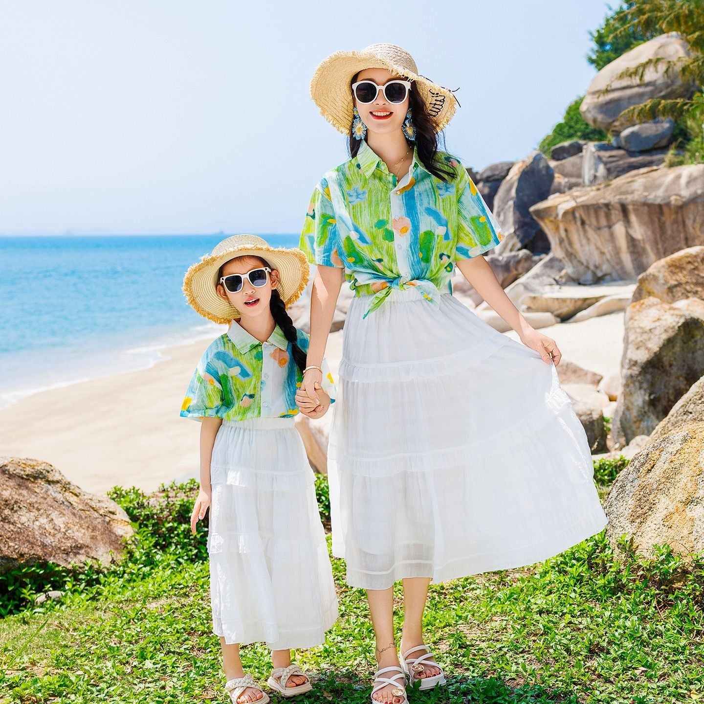 Dress Summer Beach Suitable For Graphy Parent-child Outfit