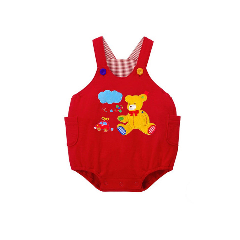 Cartoon Bear Car Aircraft Embroidery Chicken Children's Pants