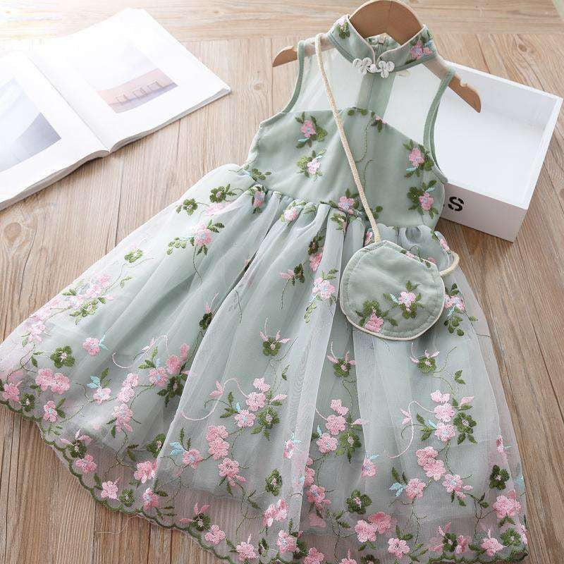 Children's Clothing Summer Flower Embroidery Fashionable Long Children's Dress