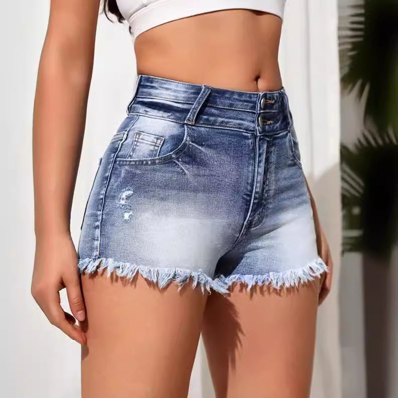 Fashion Ripped Denim High Waist Wash Pants