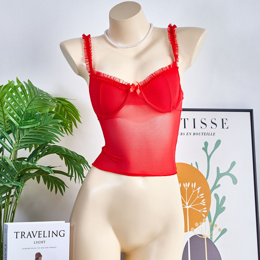 Sexy Lace Camisole Summer Vacation Bottoming Steel Small Vest/suspenders/tube Top