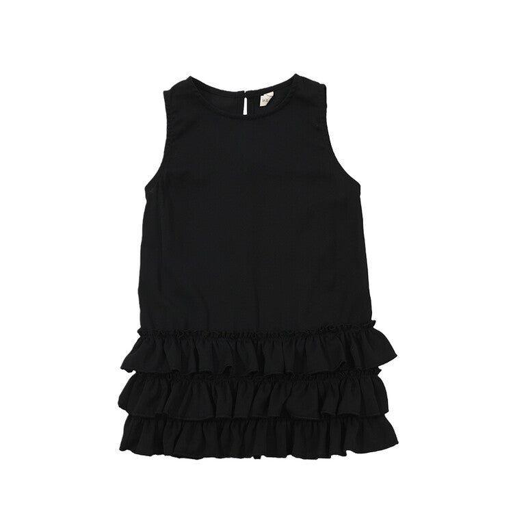 Black Summer Hepburn Style Vest Kindergarten Cake Children's Dress