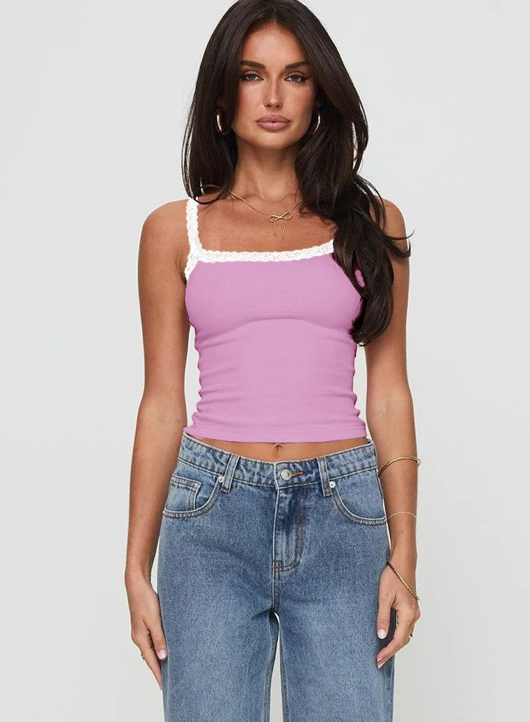 Women's Wide Shoulder Strap Slim Fit Sexy Hot Lace With Small Vest/suspenders/tube Top
