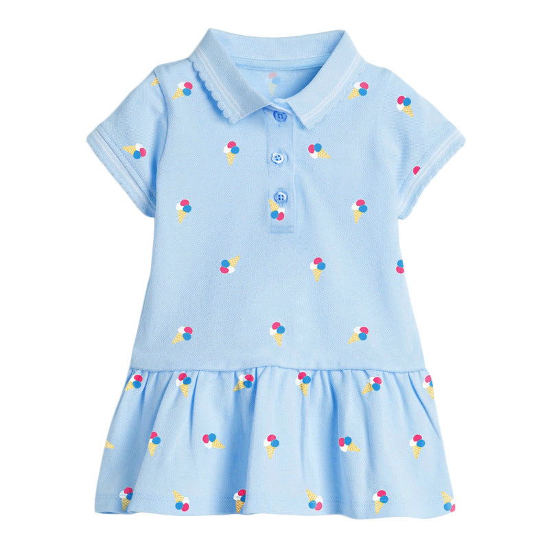 Children's Skirt Summer Short Sleeve Clothing Knitted Children's Dress