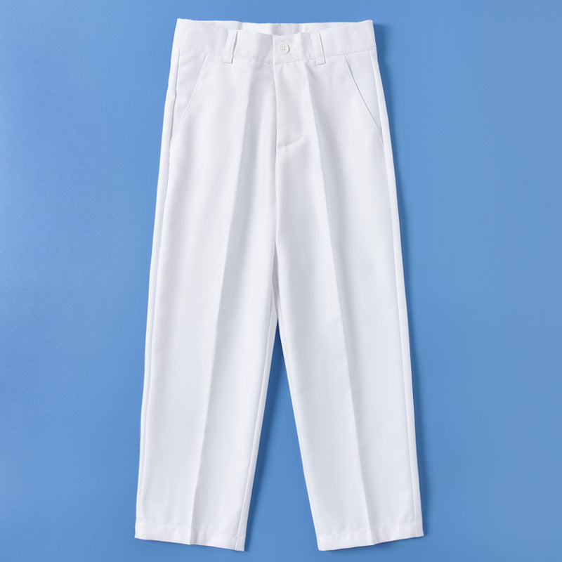 Children's White Primary School Uniform Summer Thin Trousers Performance Children's Pants