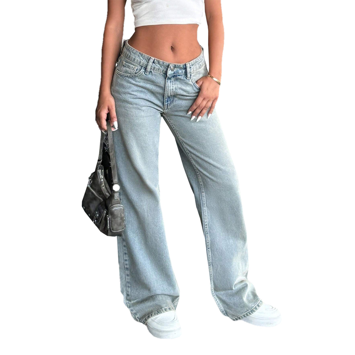 Women's Hot Wide Leg Low Waist Stretch Denim Women's Jeans