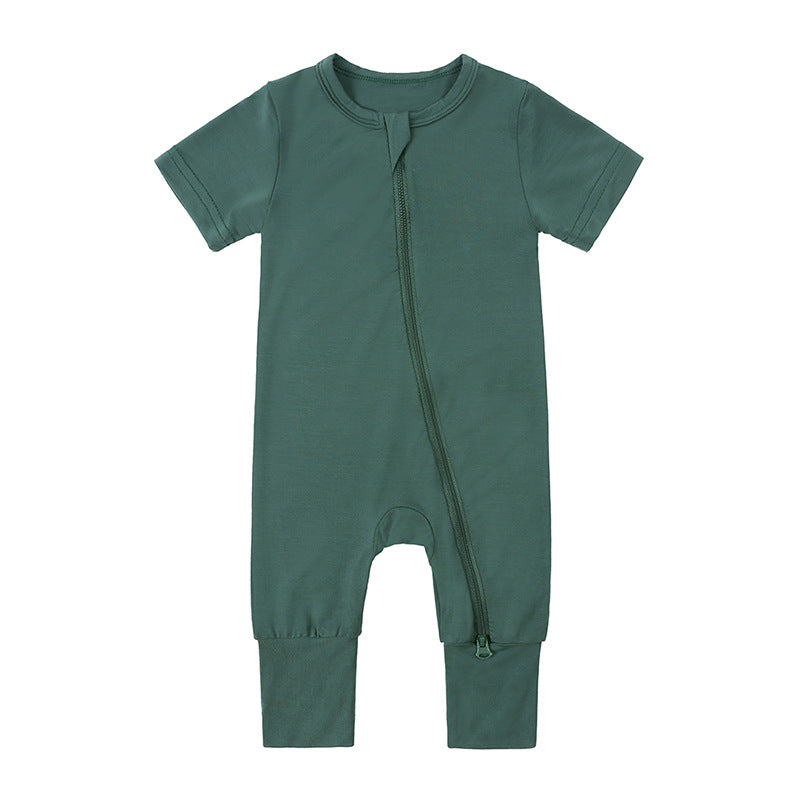 Jumpsuit Summer Bamboo Fiber Style Short Sleeve Male Female Jumpsuit, Climbing Suit