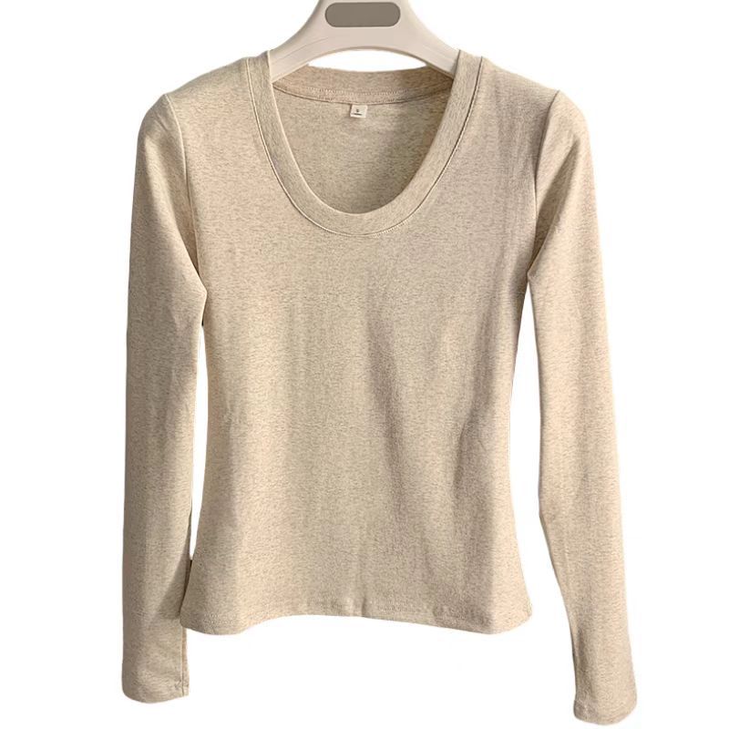 Women's Slim Fit Slimming Inner Basic Style Collar Solid Color Bottoming Women's T-shirt