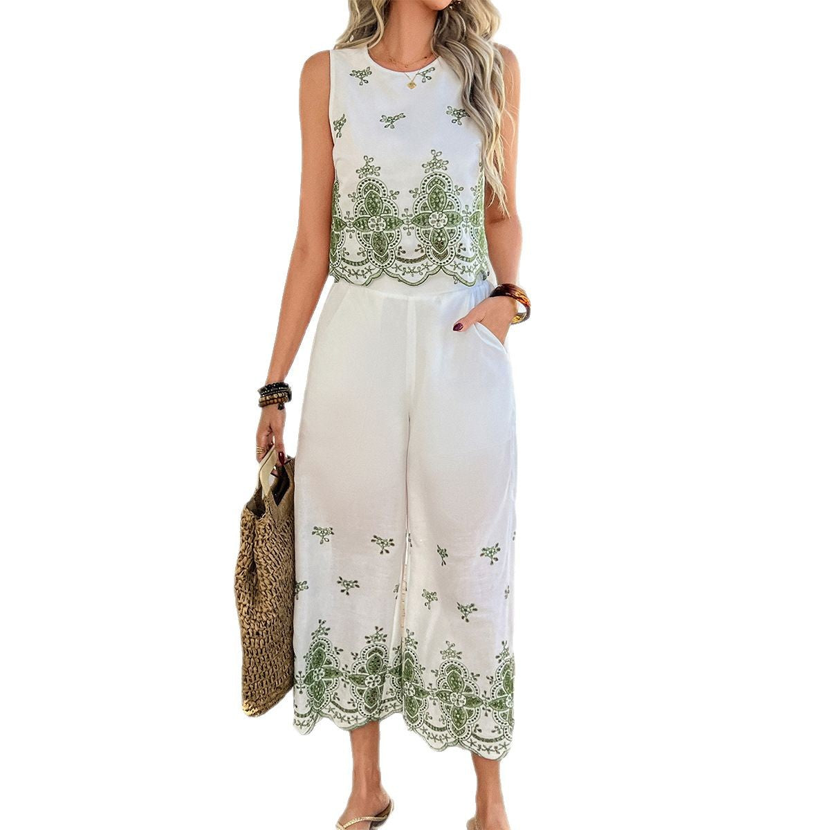 Women's Vacation Style Printing Color Contrast Waistcoat Tops