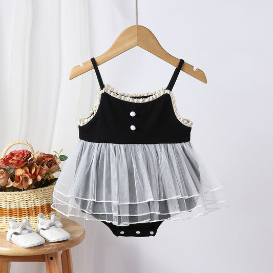 Children's Collar Female Stitching Double Wall Cute Fart Curtain Summer Gauze Jumpsuit, Climbing Suit