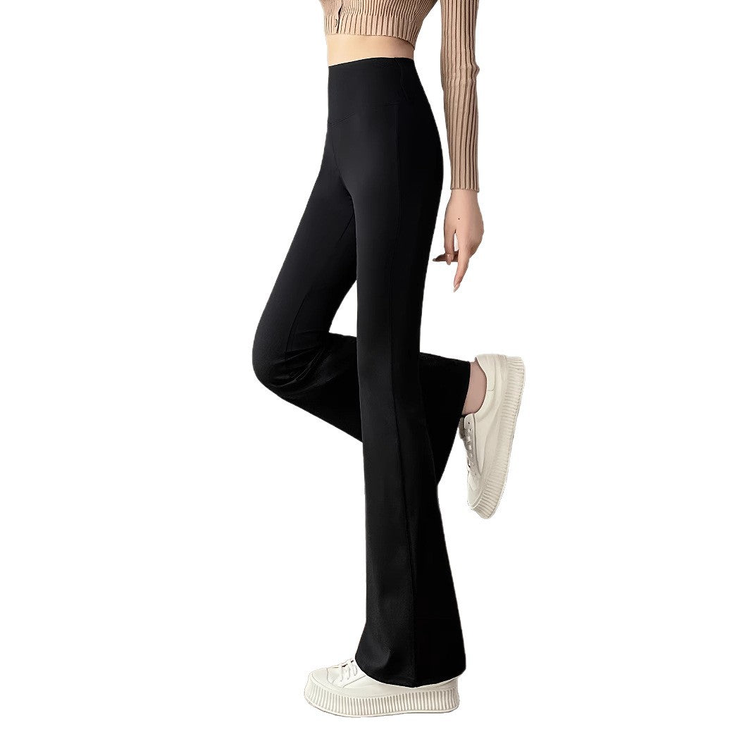 Women's High Waist Flared Solid Color Thin Breathable Straight Pants