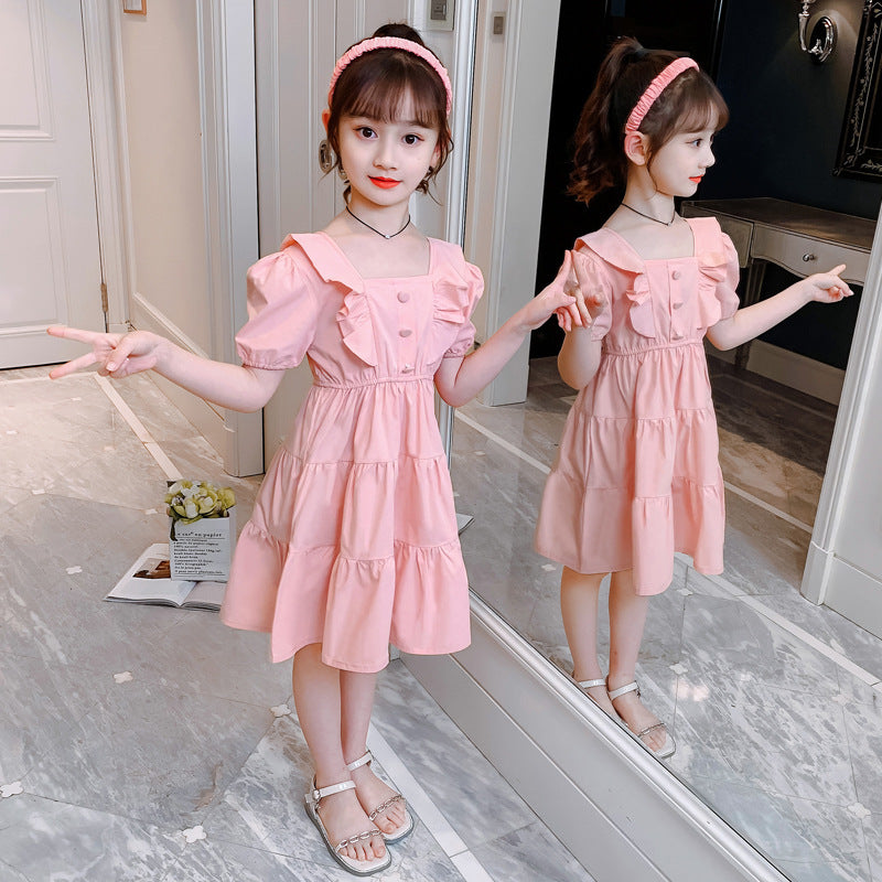 Children's Summer Shirt Skirt Fashionable Holiday Cotton Children's Dress