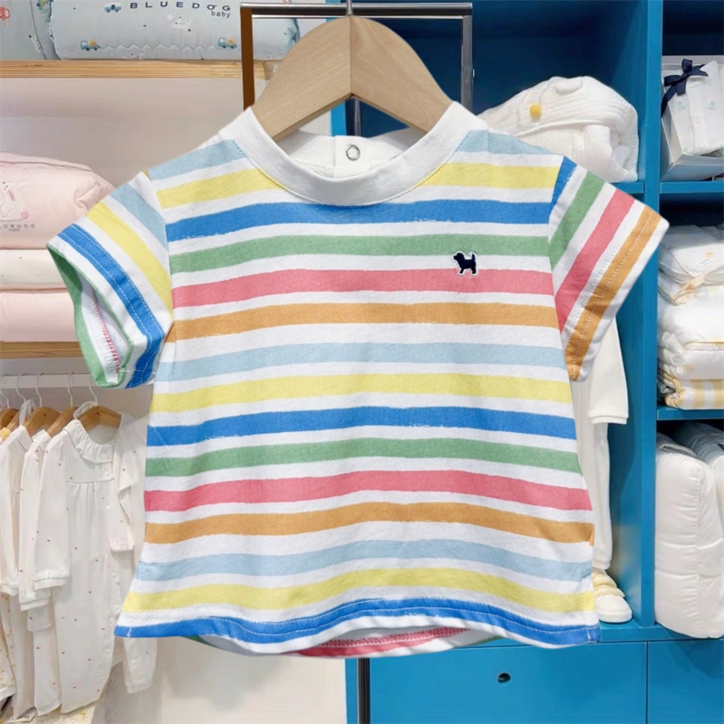 Children's Korean Style Clothing Summer Boys Cotton Color Stripes Short-sleeved Breathable Children's T-shirt