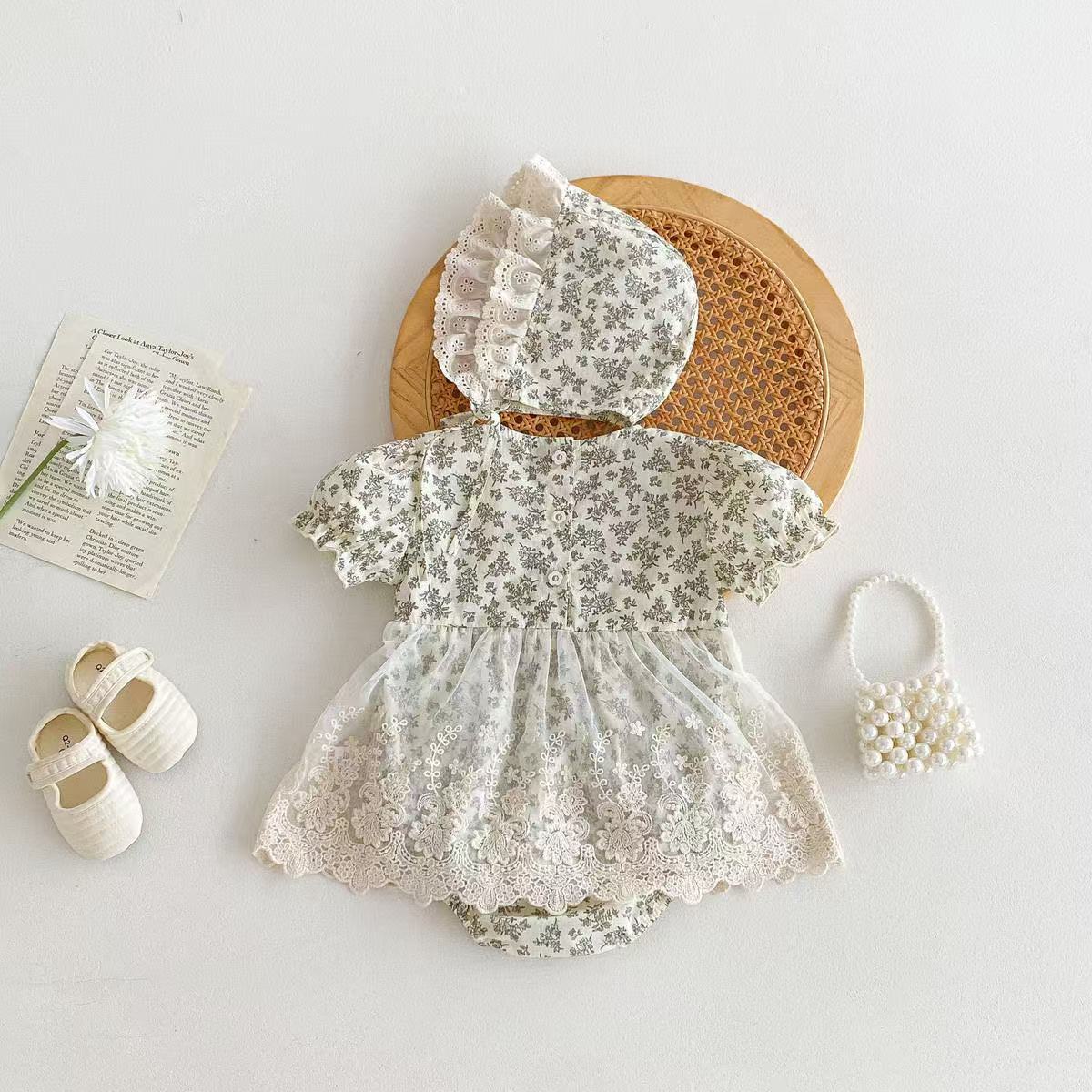 Summer Short Sleeve Lace Floral Romper Days Old One Jumpsuit, Climbing Suit