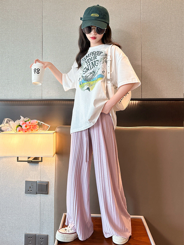 Children's Middle Big Ice Silk Casual Summer Children's Pants