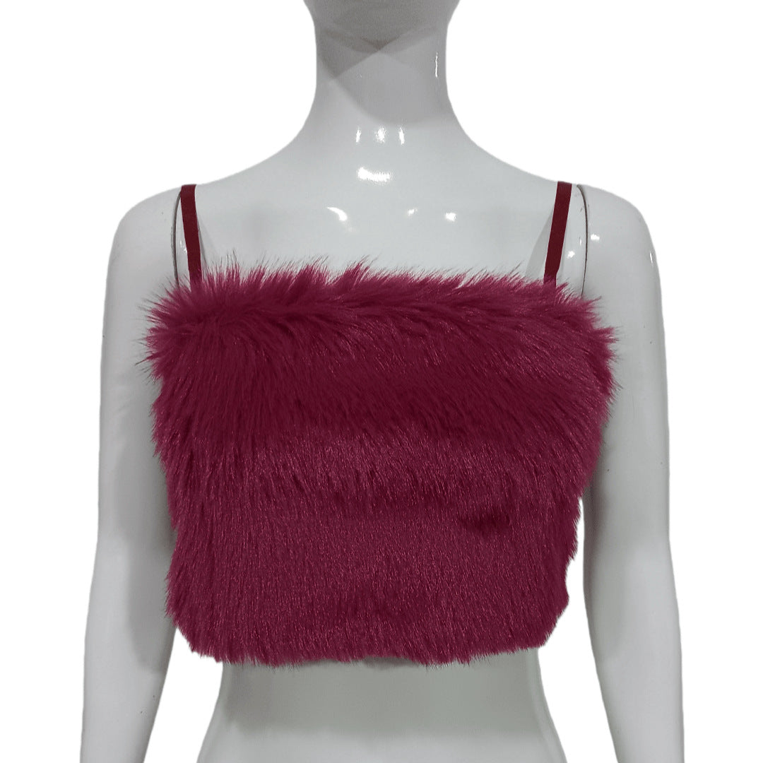 Sexy Hot Tube Solid Color Plush Small Vest/suspenders/tube Top