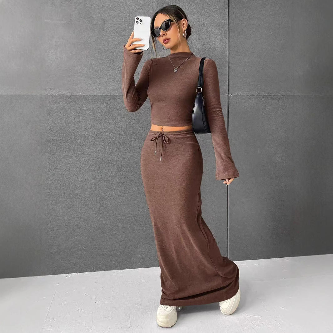 Women's Solid Color Long Sleeve Slim Base Suits
