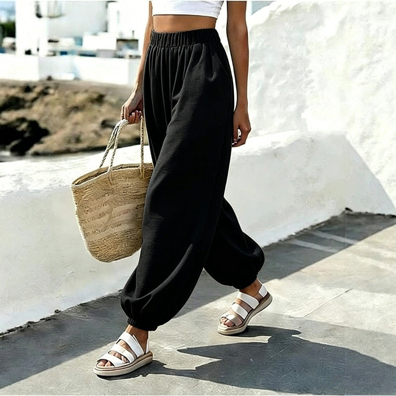 Women's Beach Vacation Style High Waist Pocket Comfortable Casual Pants