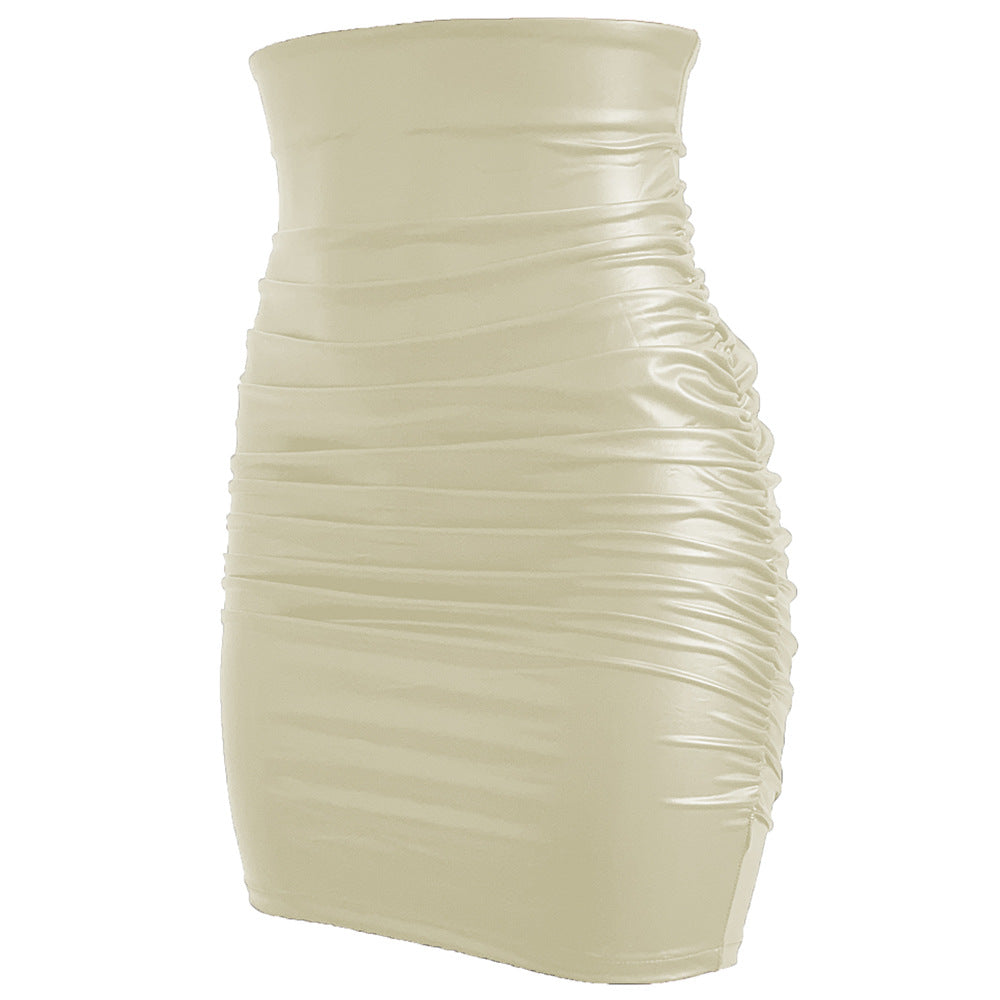 Women's Leather With Zipper Pleated Sheath Skirts