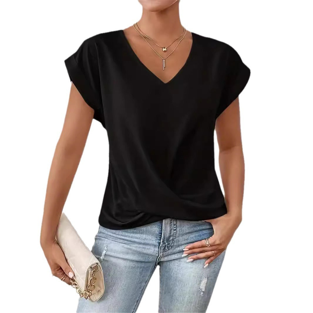 Popular Women's Solid Color Elegant Sleeve Women's T-shirt