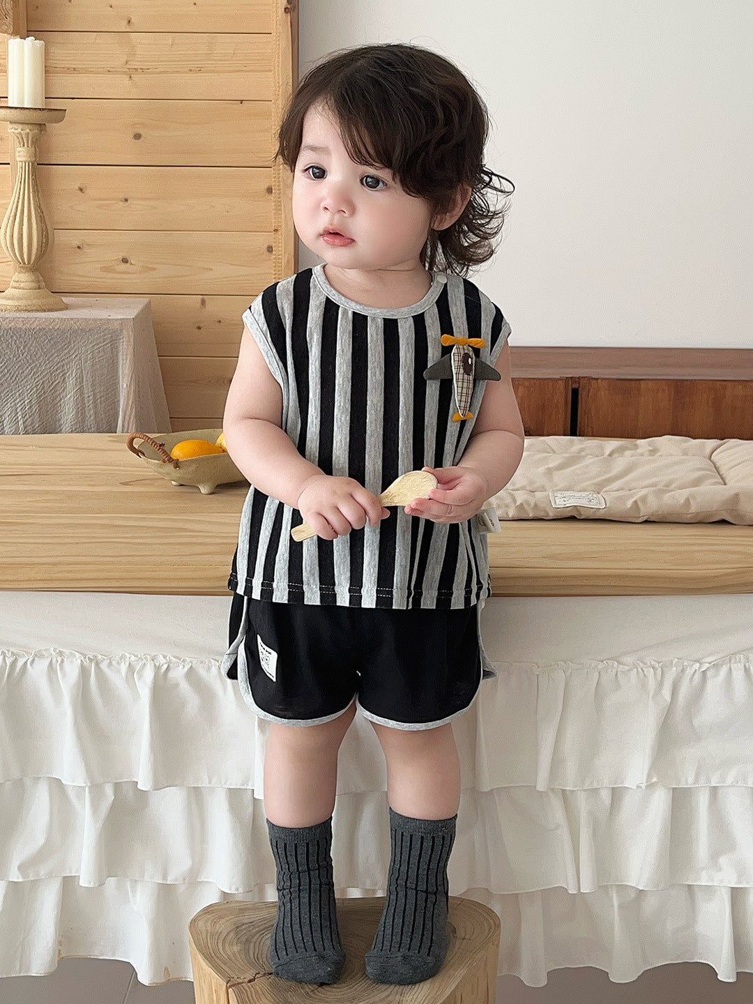 Children's Summer Western Infant Vertical Striped Sleeveless Vest Children's Suit
