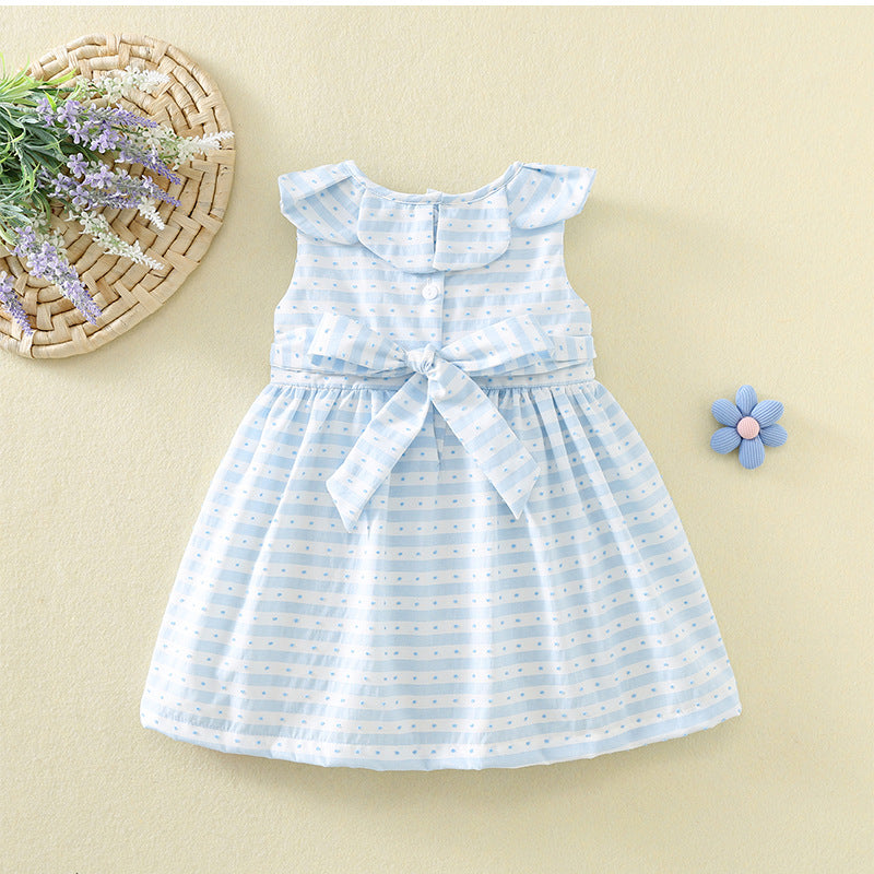 Smocking Korean Style Petal Collar Shirt Ice Cream Children's Dress