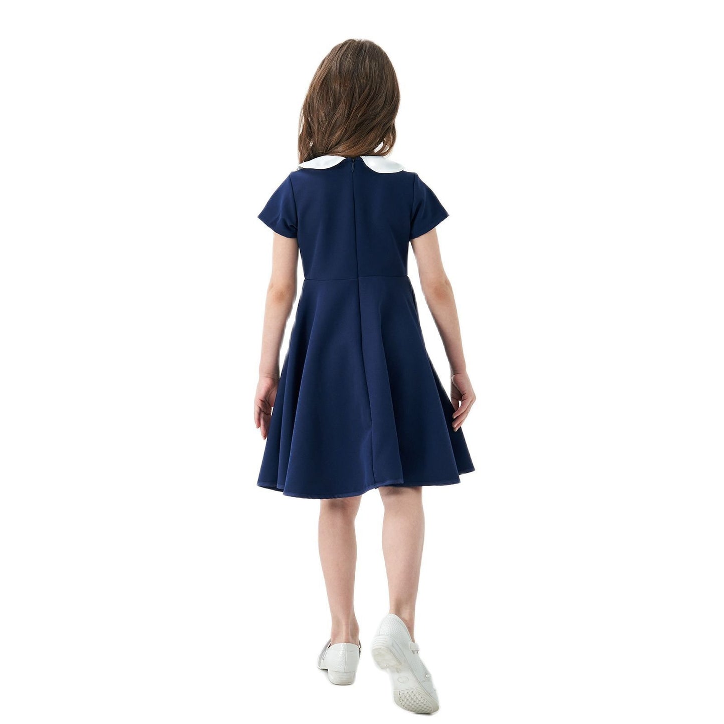 Children's Source Solid Color Peter Pan Collar Skirt Preppy Cute Children's Dress