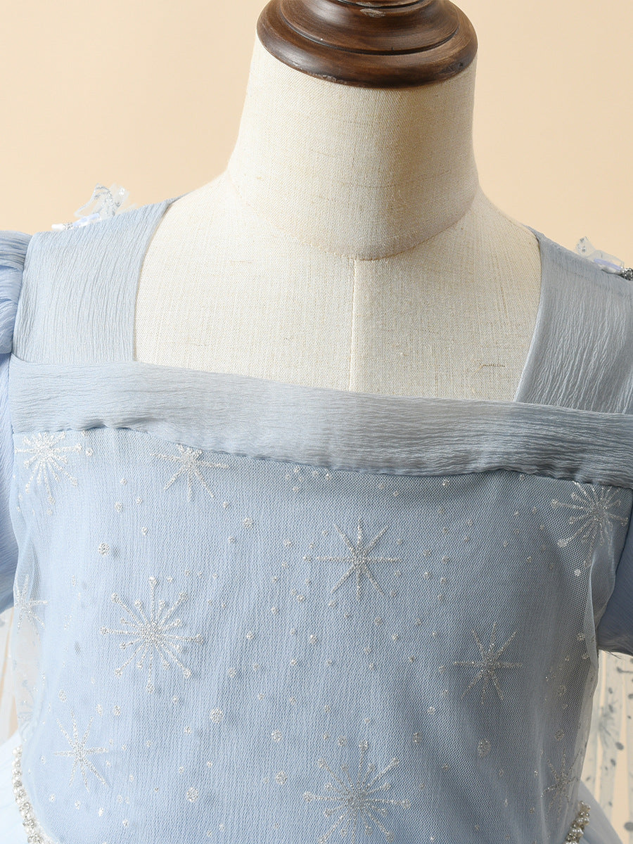 Sweet Pleated Ice Snow Princess Short-sleeved Children's Dress