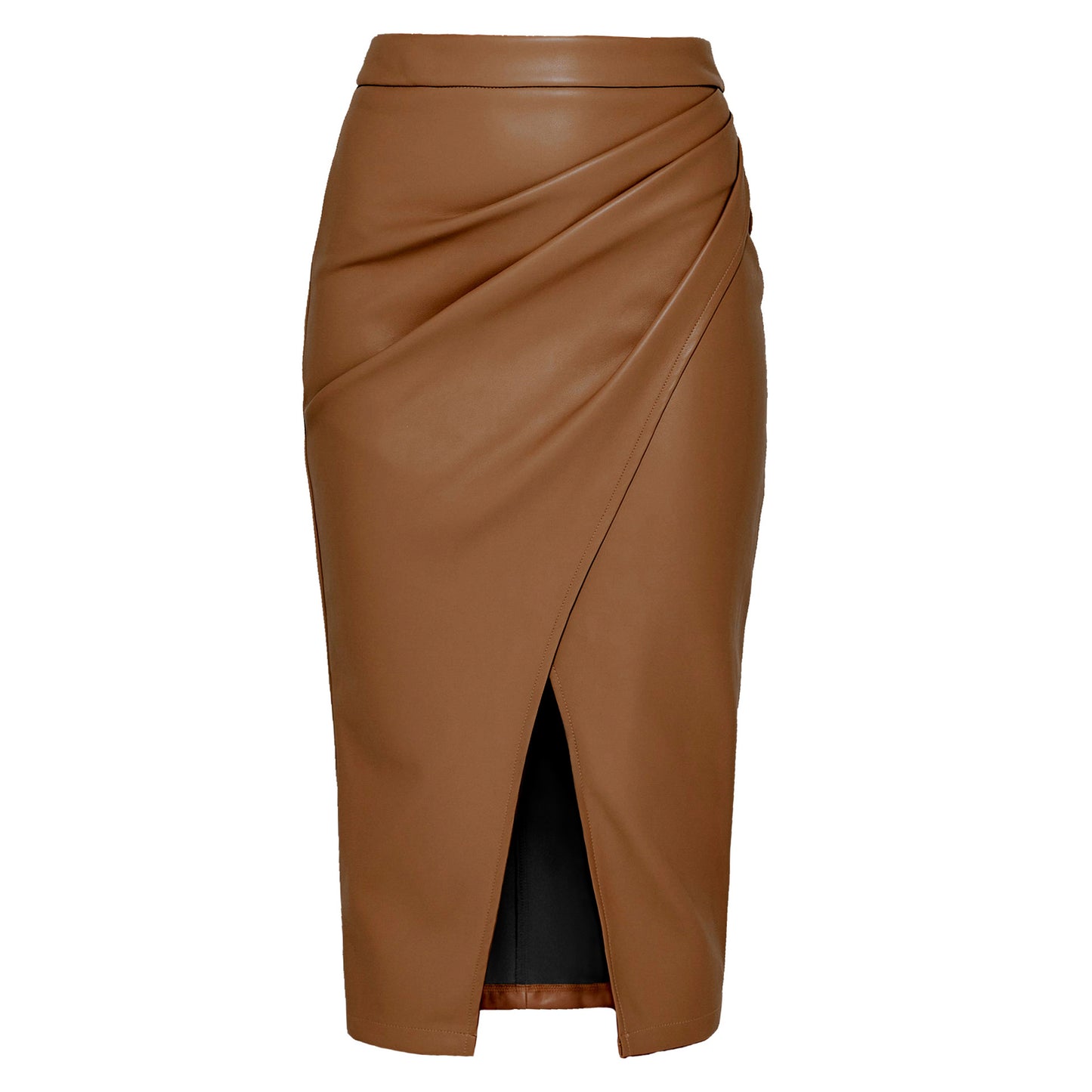 Women's High Waist Zipper Heap Pleated Leather Skirts