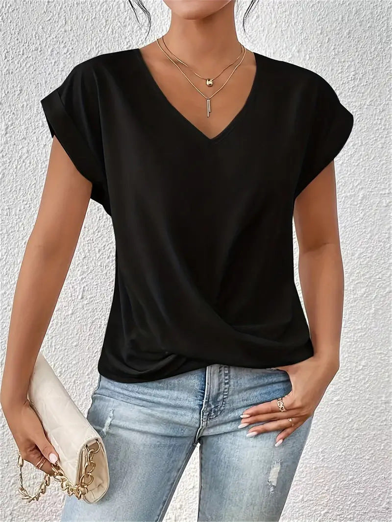 Popular Women's Solid Color Elegant Sleeve Women's T-shirt