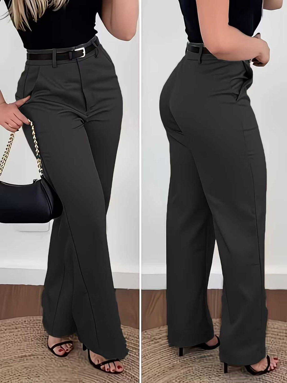 Women's High Waist Commuter Draping Slim Fit Casual Pants