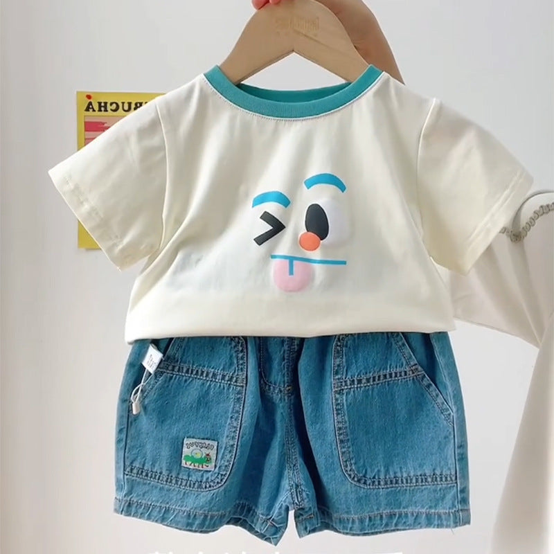 Children's Wear With Jeans Summer T-shirt Short-sleeved Children's Pants