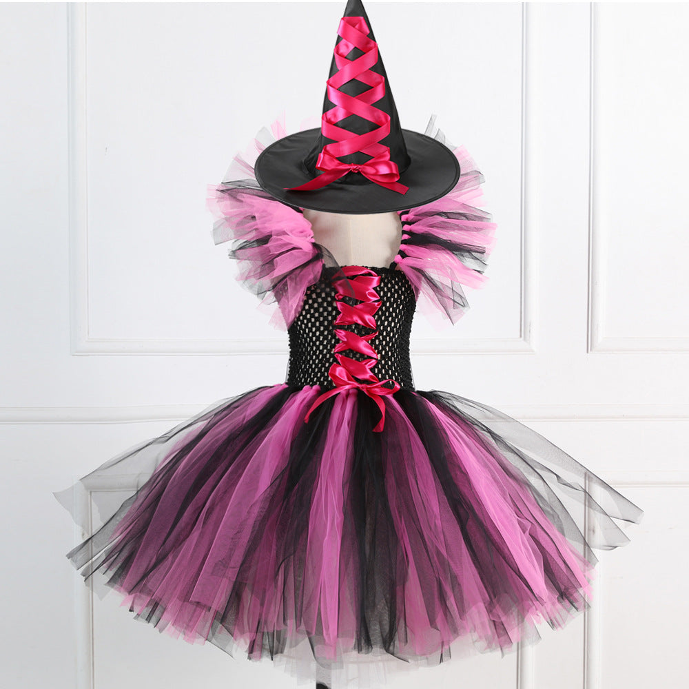 Costume Pettiskirt Performance Skirt Suit Witch Hat Broom Children's Dress