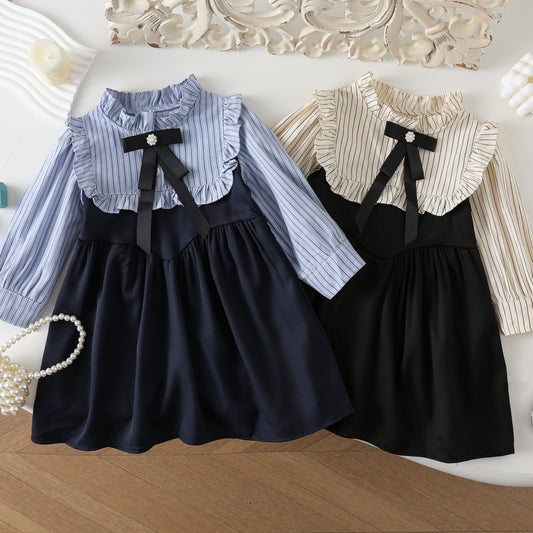 Children's Stitching Autumn Sweet Long Sleeve Skirt Shirt Little Children's Dress