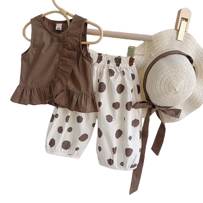 Children's Wear Summer Sleeveless Doll Shirt Wide Children's Suit