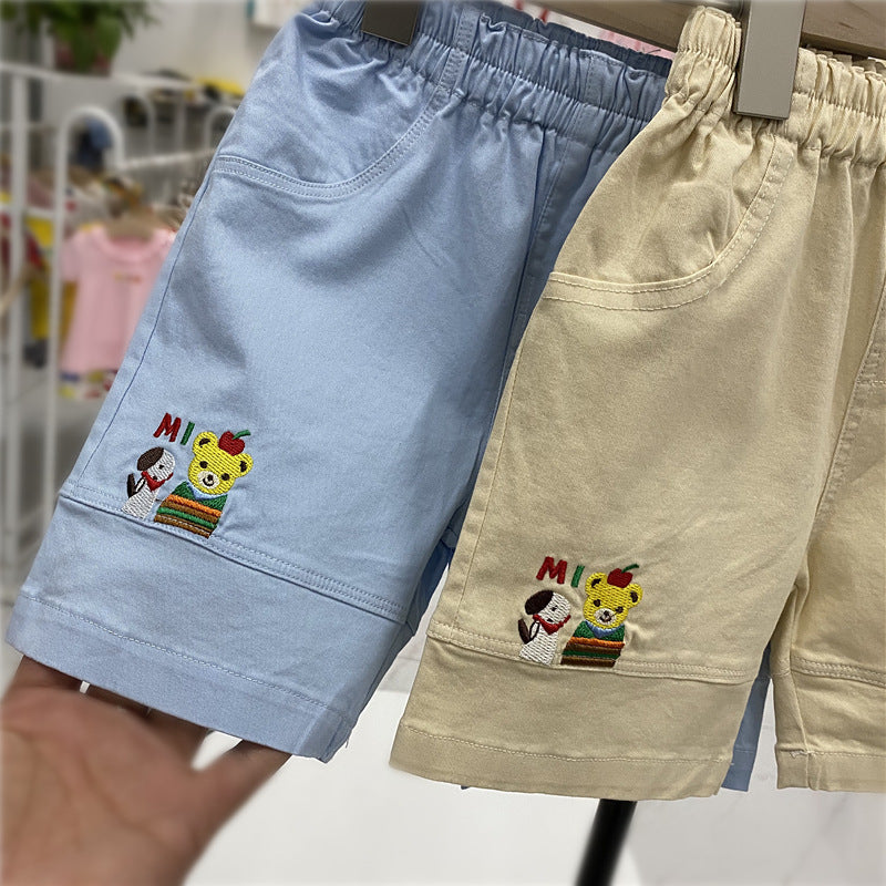 Children's Clothing Summer Bear Shorts Washed Cotton Children's Pants