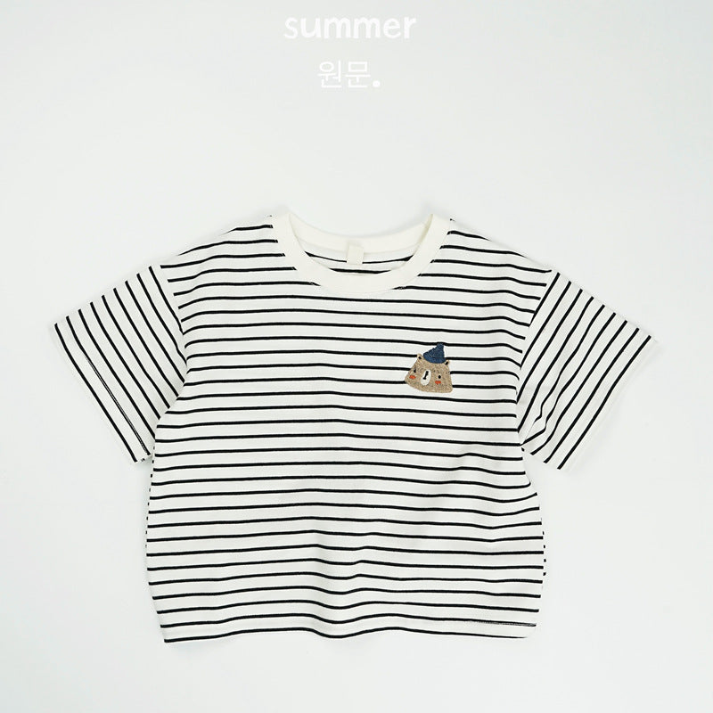 Children's Short Sleeve Korean Summer Boys Cartoon Bear Cotton Children's T-shirt