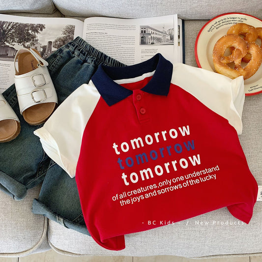 Children's Western Style Color Matching Shirt Versatile Children's T-shirt