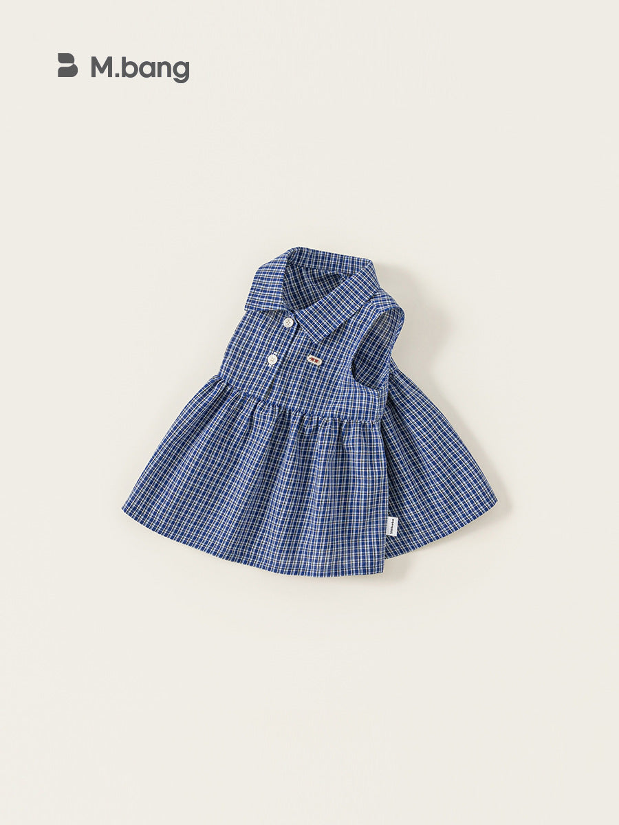 Children's Clothing Shirt Summer Lapel Plaid Sleeveless Fashionable Stylish Children's Dress