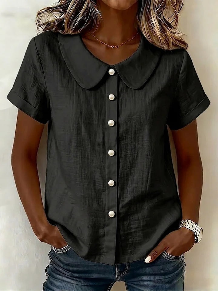 Women's Summer Solid Color Sleeve Casual Loose Blouse