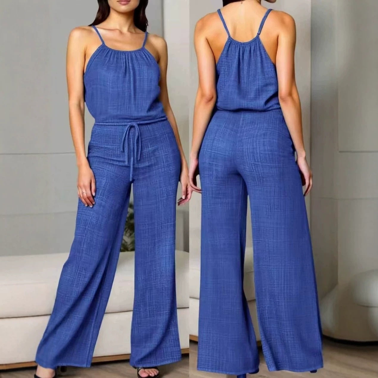 Texture Sling Cinched Drawstring Design Drape Fashion Casual Suit