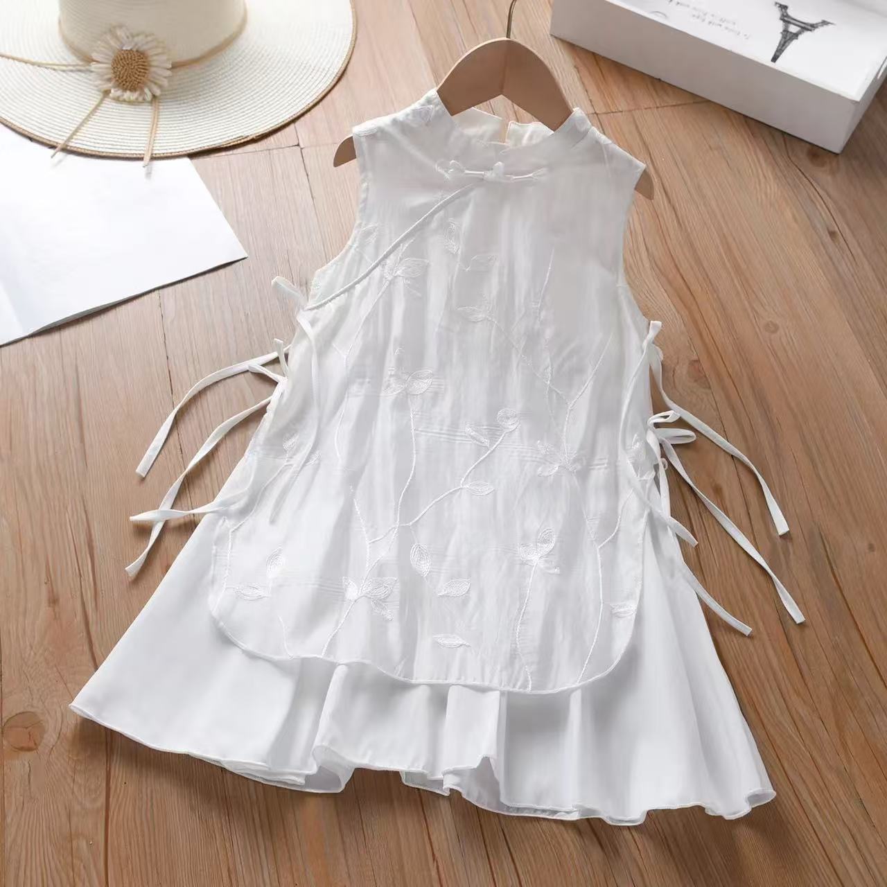 Children's Ethnic Style White Body Strap Braces Children's Dress