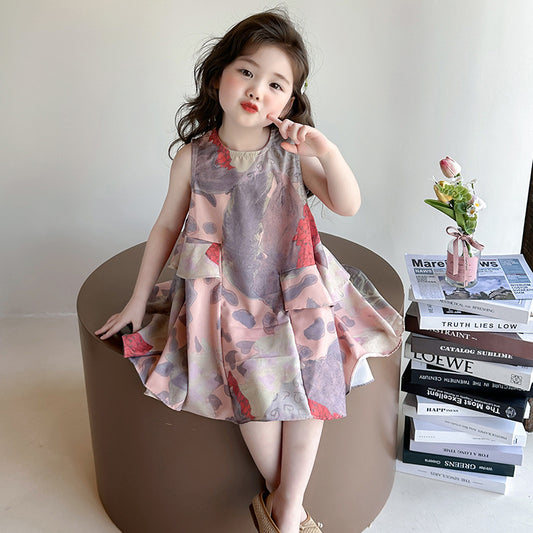 Children's Summer Little Korean Style Floral Skirt Fashionable Children's Dress