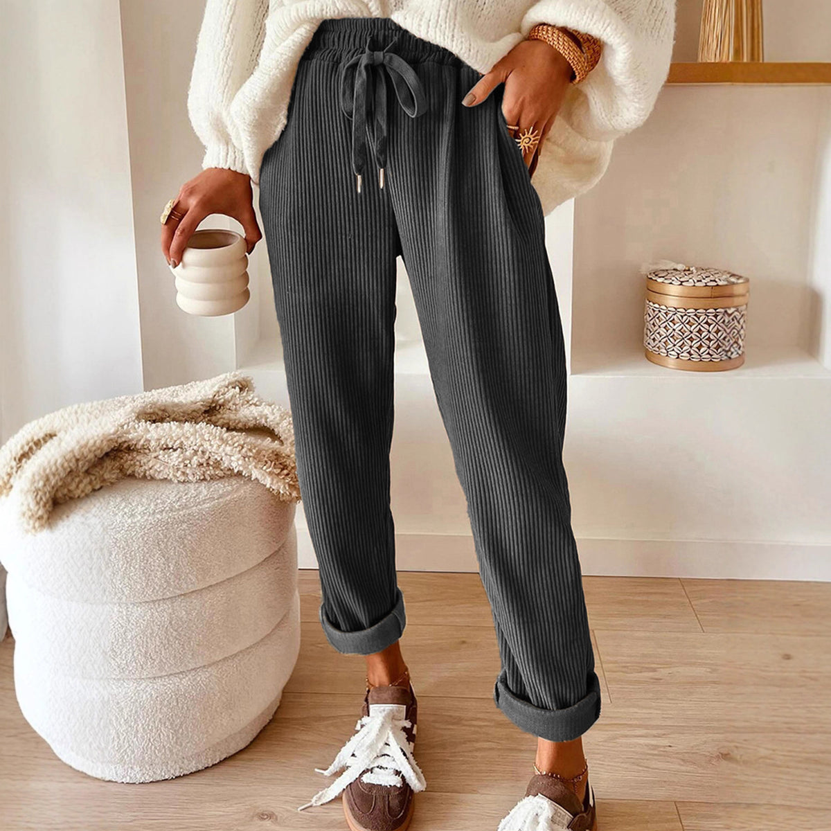 New Women's Clothes Fashion Solid Color Casual Pants