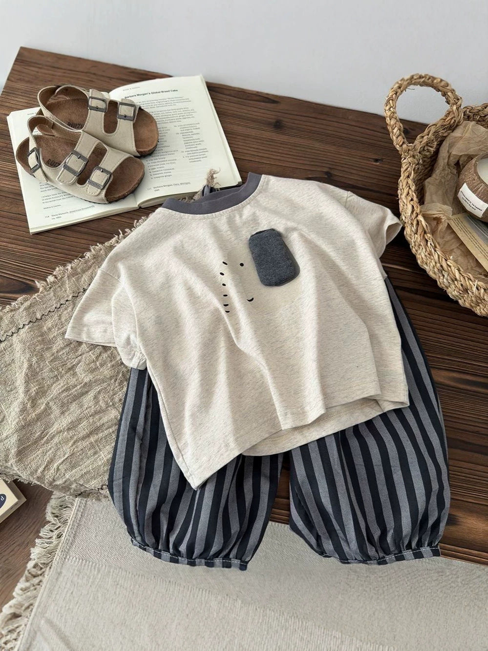 Children's Summer Short Sleeve T-shirt Western Style Children's Suit