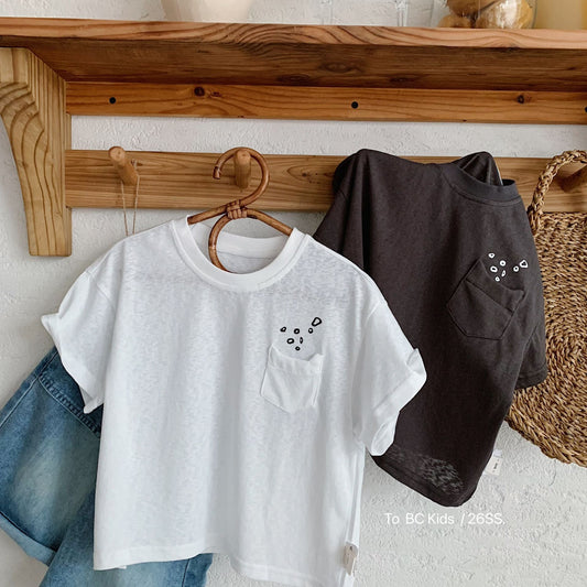 Children's Short-sleeved Summer Korean Style Solid Color Minimalist Thin Boy Leisure Children's T-shirt