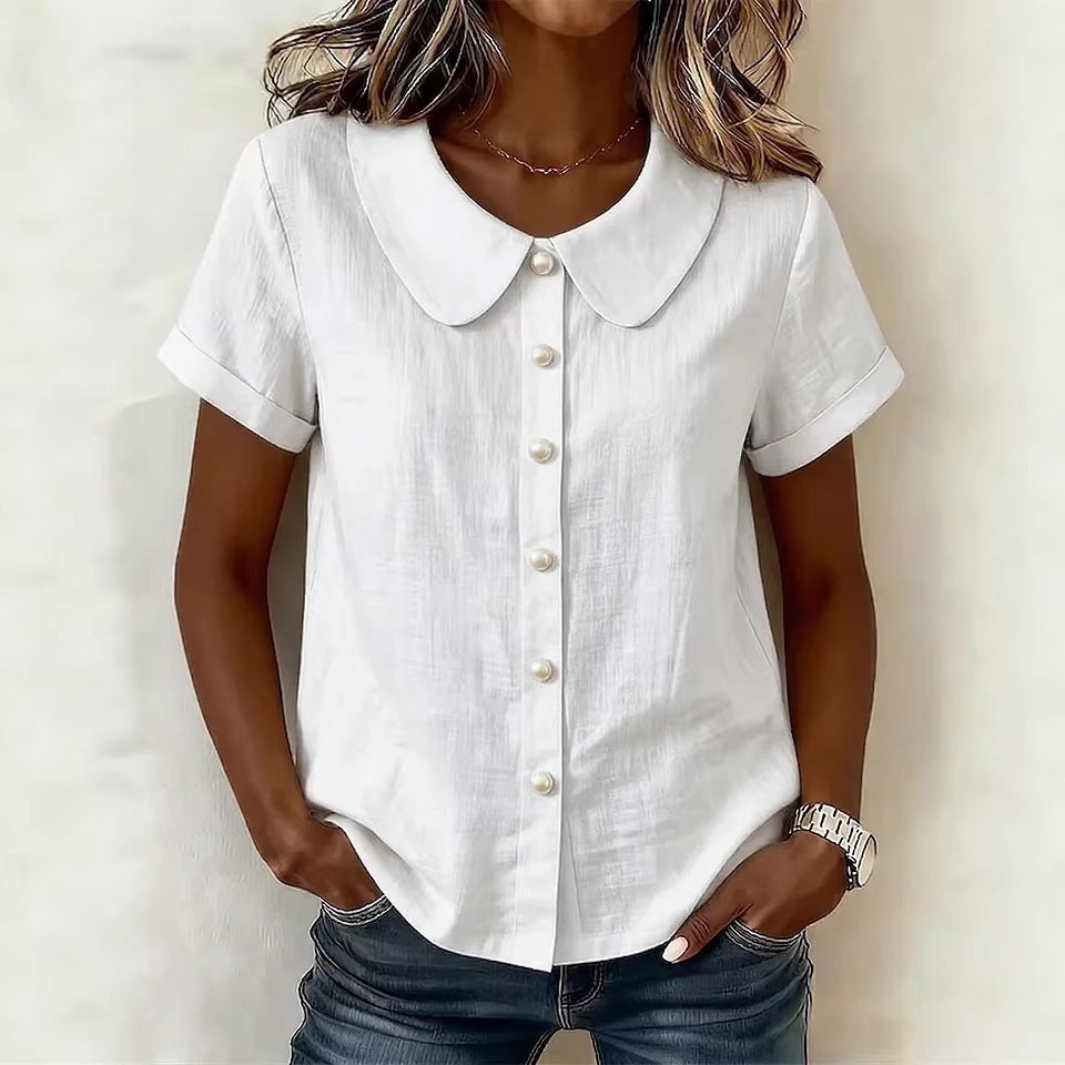 Women's Summer Solid Color Sleeve Casual Loose Blouse