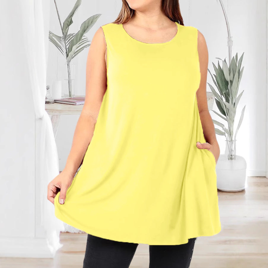 Women's Fashion Casual Pocket Solid Color Vests