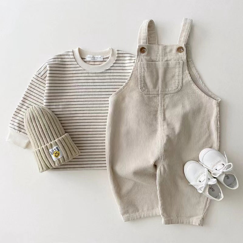Children's Cotton Korean Style Clothing Floral Denim Cute Suspender Children's Pants