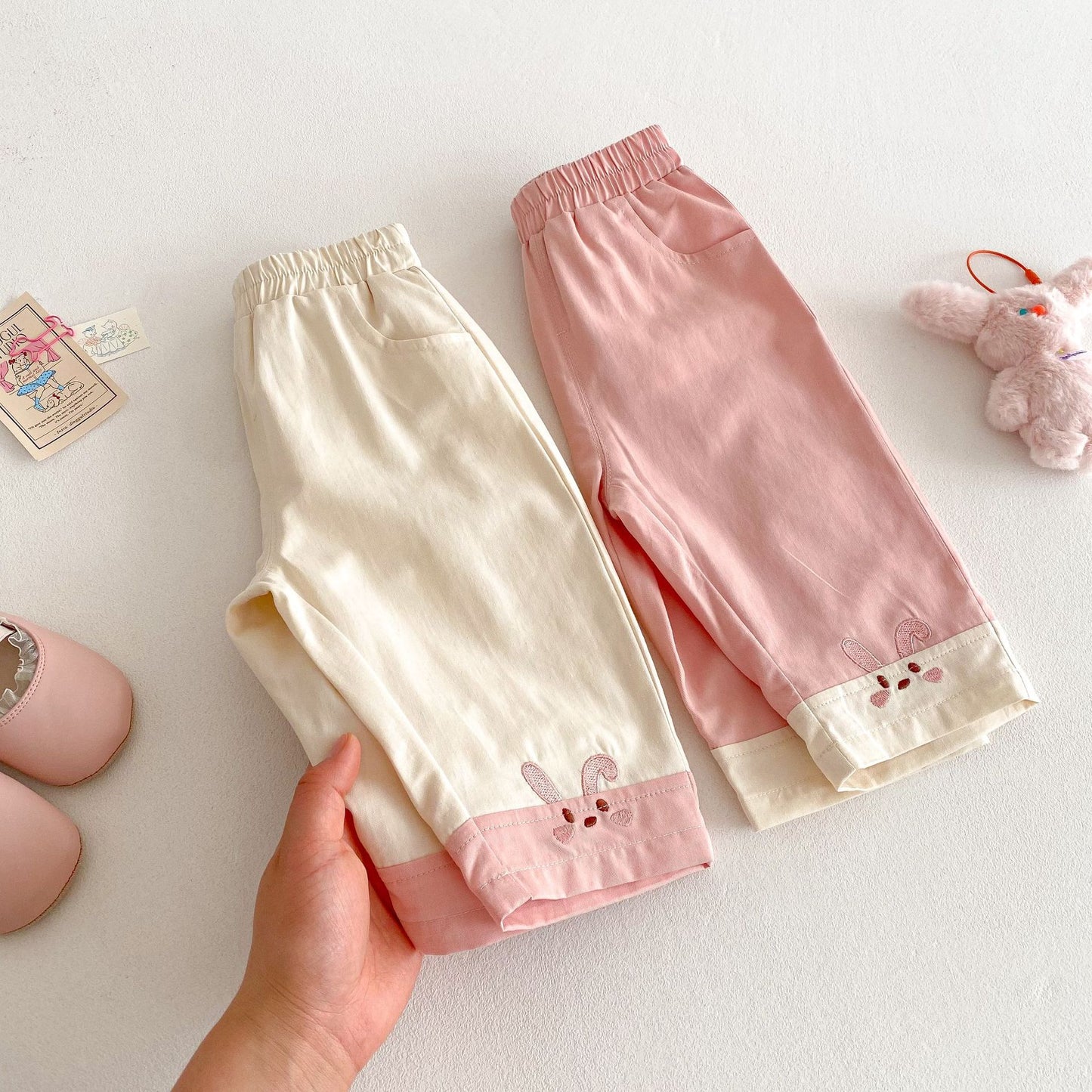 Children's Bunny Summer Korean Stitching Embroidered Thin Children's Pants